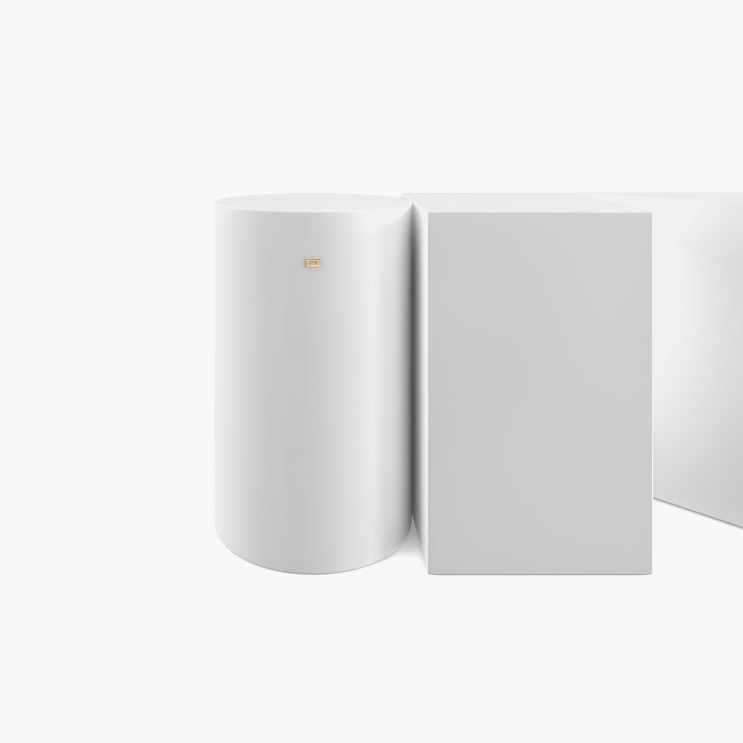 Beistelltisch Zylinder Quader Prisma weiss customdesign Wohnzimmer fine arts Beistelltische FS 1 FELIX SCHWAKE