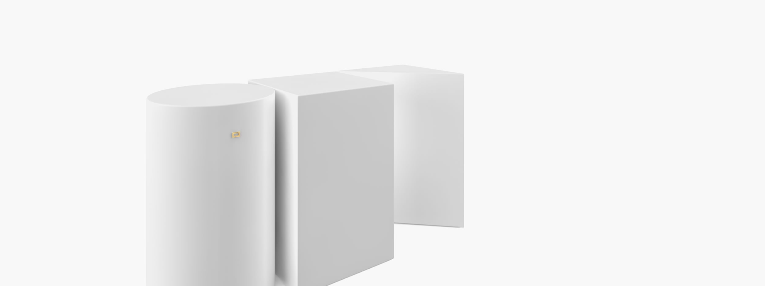 Beistelltisch Zylinder Quader Prisma weiss moderndesign Wohnzimmer interior boom Beistelltische FS 1 FELIX SCHWAKE RECHTECK