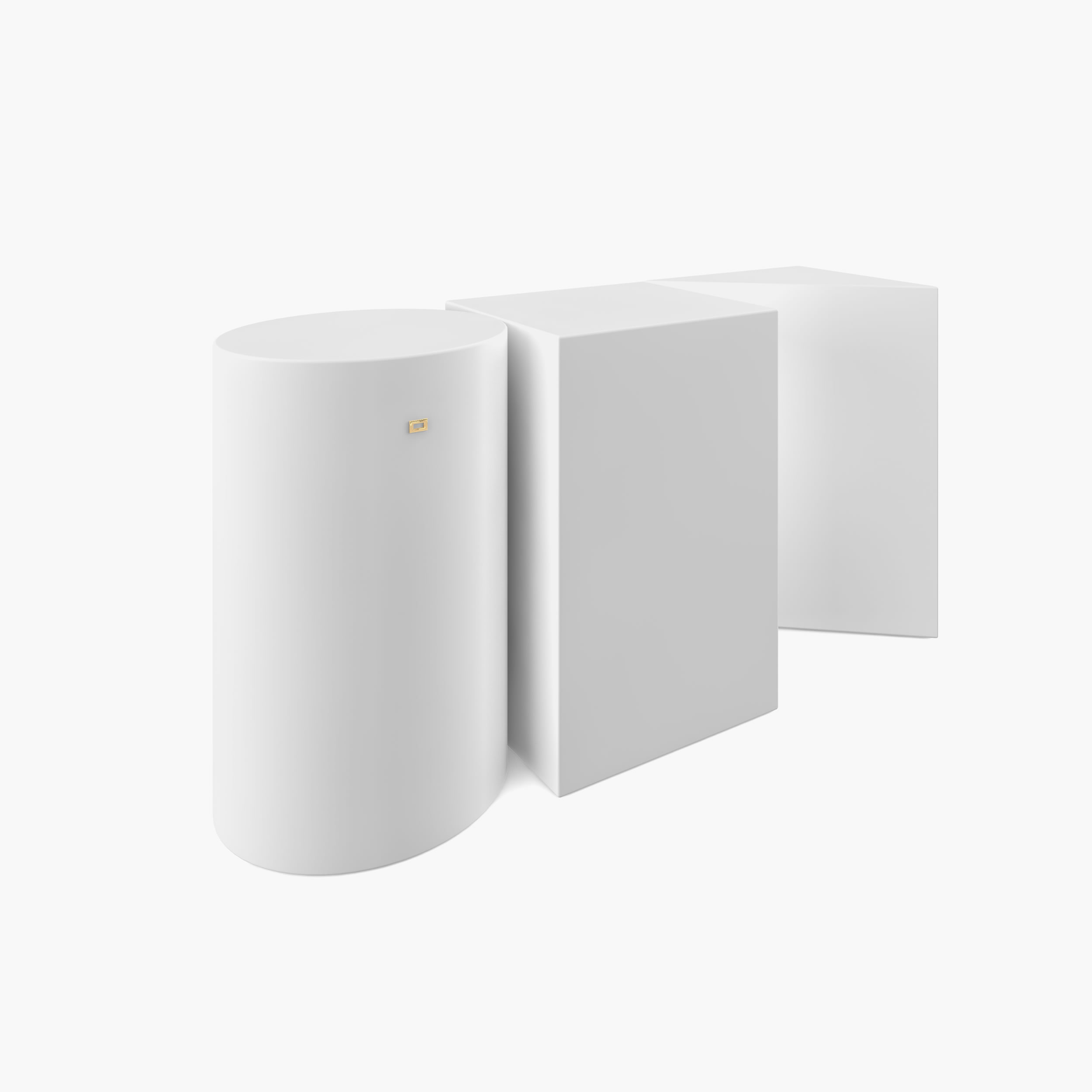 Beistelltisch Zylinder Quader Prisma weiss moderndesign Wohnzimmer interior boom Beistelltische FS 1 FELIX SCHWAKE