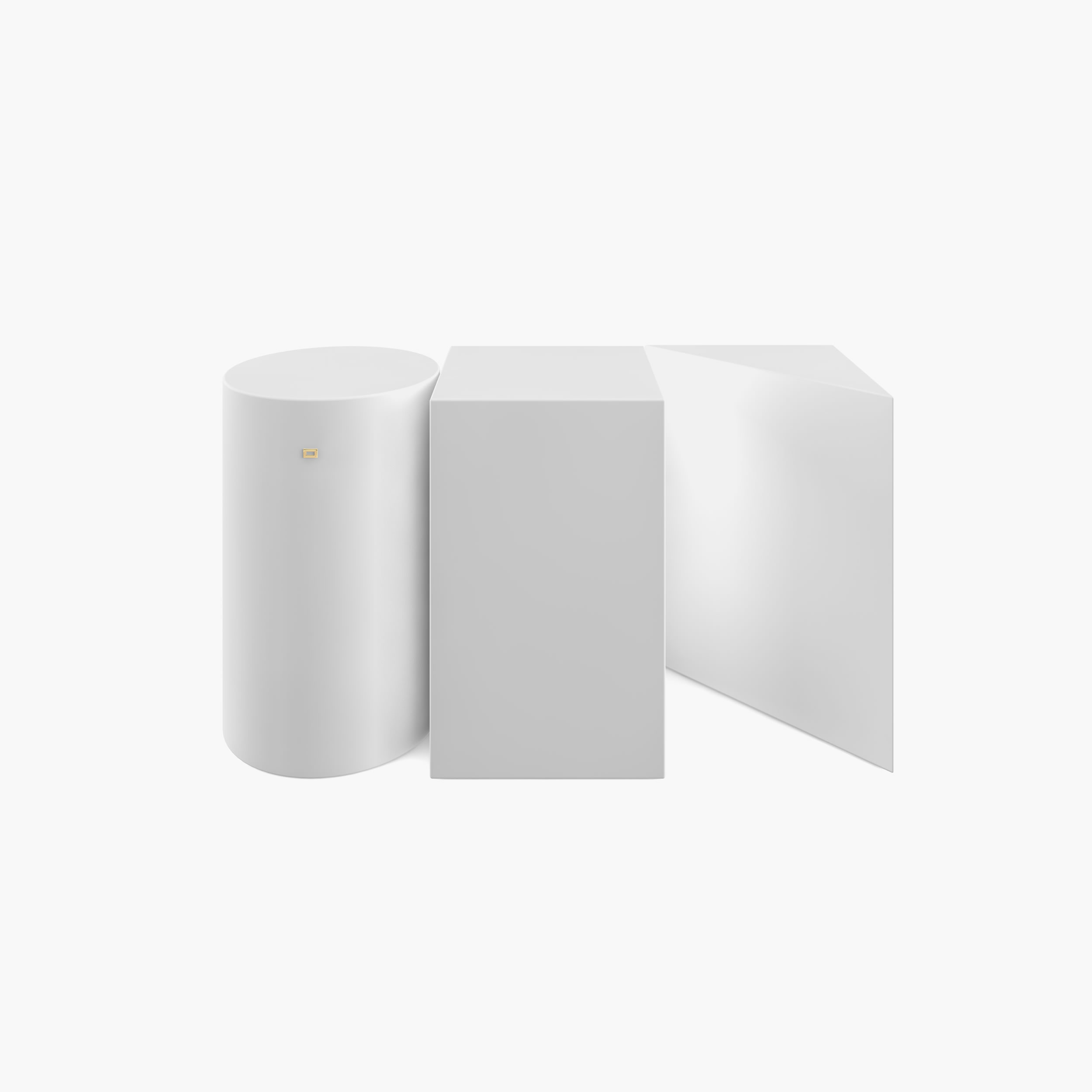 Beistelltisch Zylinder Quader Prisma weiss morderninteriors Wohnzimmer interior lovers Beistelltische FS 1 FELIX SCHWAKE