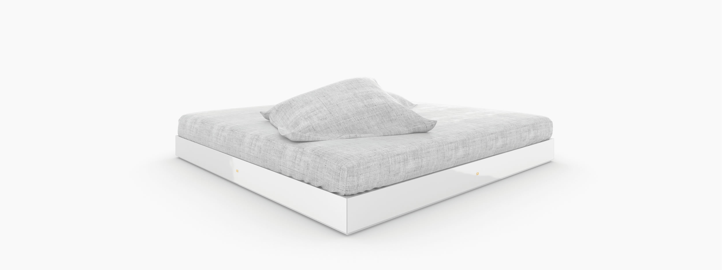 Bett flach weiss all white Schlafzimmer art furniture Betten FS 14 FELIX SCHWAKE RECHTECK