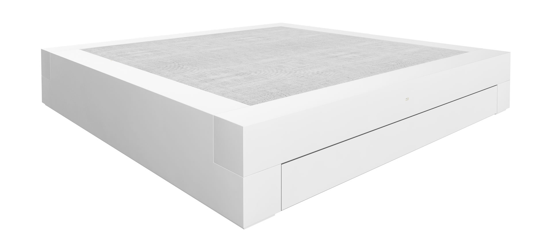 Bett mit Bettkaesten weiss Hochglanz Lack modern Schubladen B 1 1 Felix Schwake