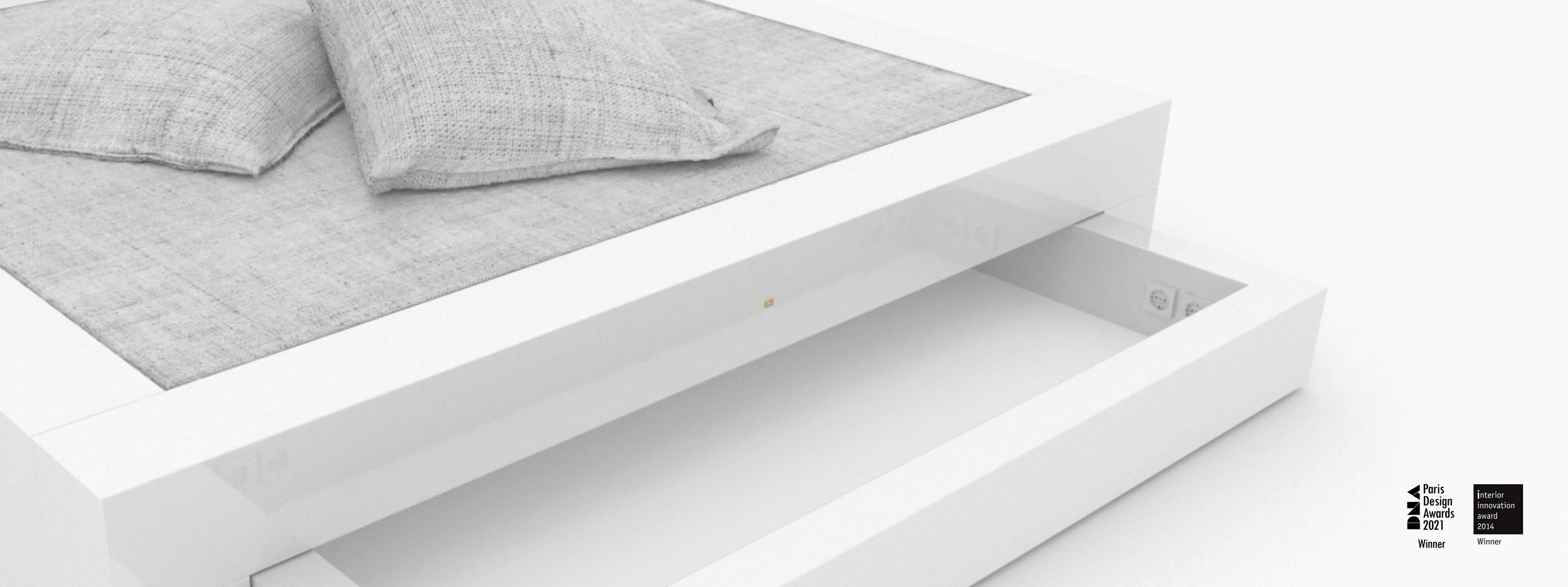 Bett quadratisch weiss sculpture Schlafzimmer Vogue Living Betten FS 2 FELIX SCHWAKE RECHTECK