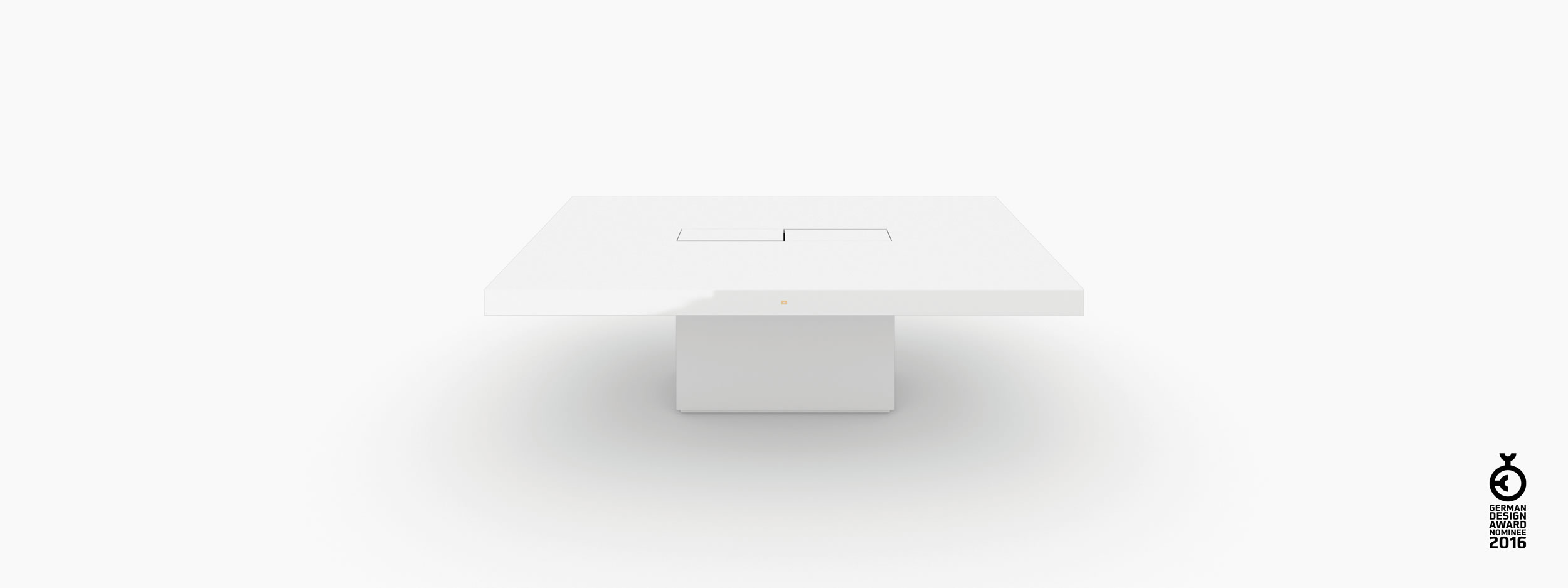 Konferenztisch Scheibe auf Quader weiss architectural design Besprechungsraum luxurious interiors Konferenztische FS 77 FELIX SCHWAKE RECHTECK