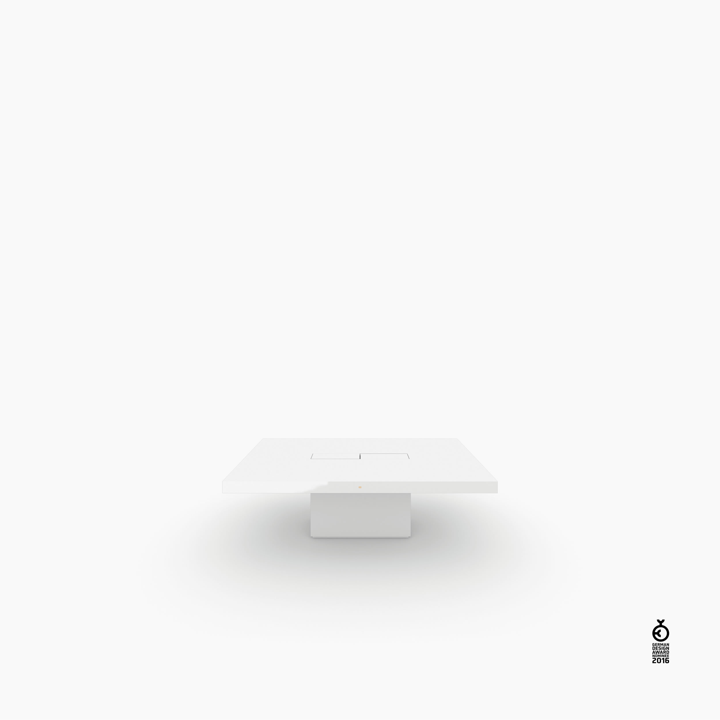 Konferenztisch Scheibe auf Quader weiss architectural design Besprechungsraum luxurious interiors Konferenztische FS 77 FELIX SCHWAKE