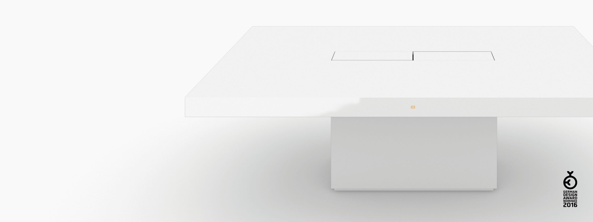 Konferenztisch Scheibe auf Quader weiss architecture design Besprechungsraum exclusive design Konferenztische FS 77 FELIX SCHWAKE RECHTECK