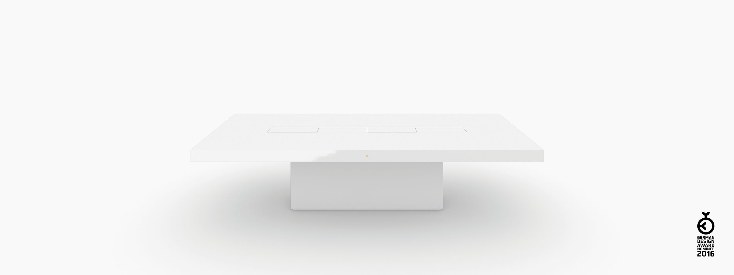 Konferenztisch Scheibe auf Quader weiss beautifulhomes Besprechungsraum art basel Konferenztische FS 78 FELIX SCHWAKE RECHTECK