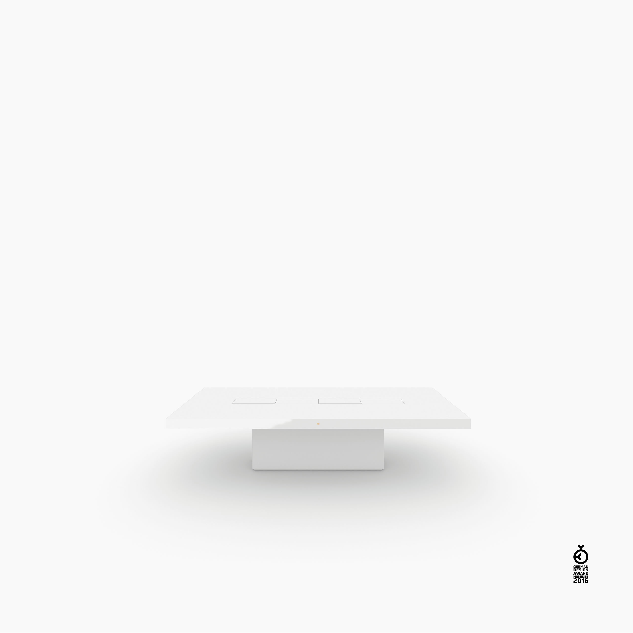 Konferenztisch Scheibe auf Quader weiss beautifulhomes Besprechungsraum art basel Konferenztische FS 78 FELIX SCHWAKE