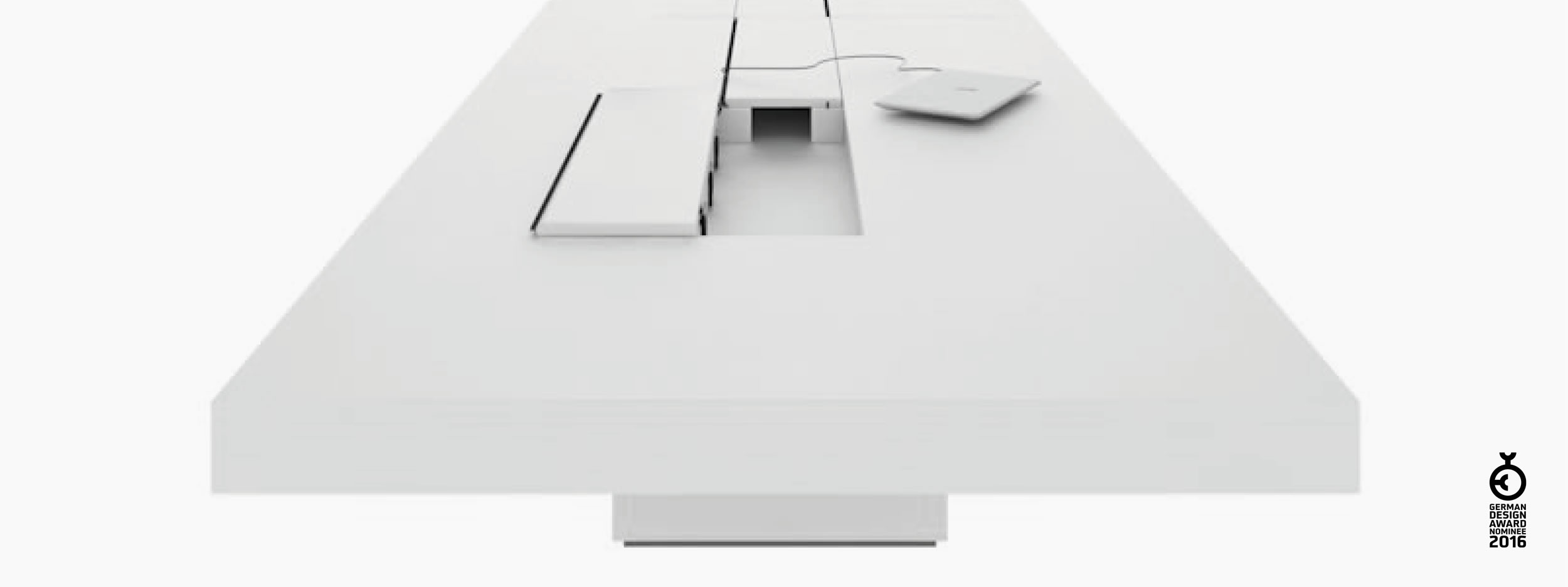 Konferenztisch Scheibe auf Quader weiss handmade Konferenzsaal furniture Konferenztische FS 74 FELIX SCHWAKE RECHTECK