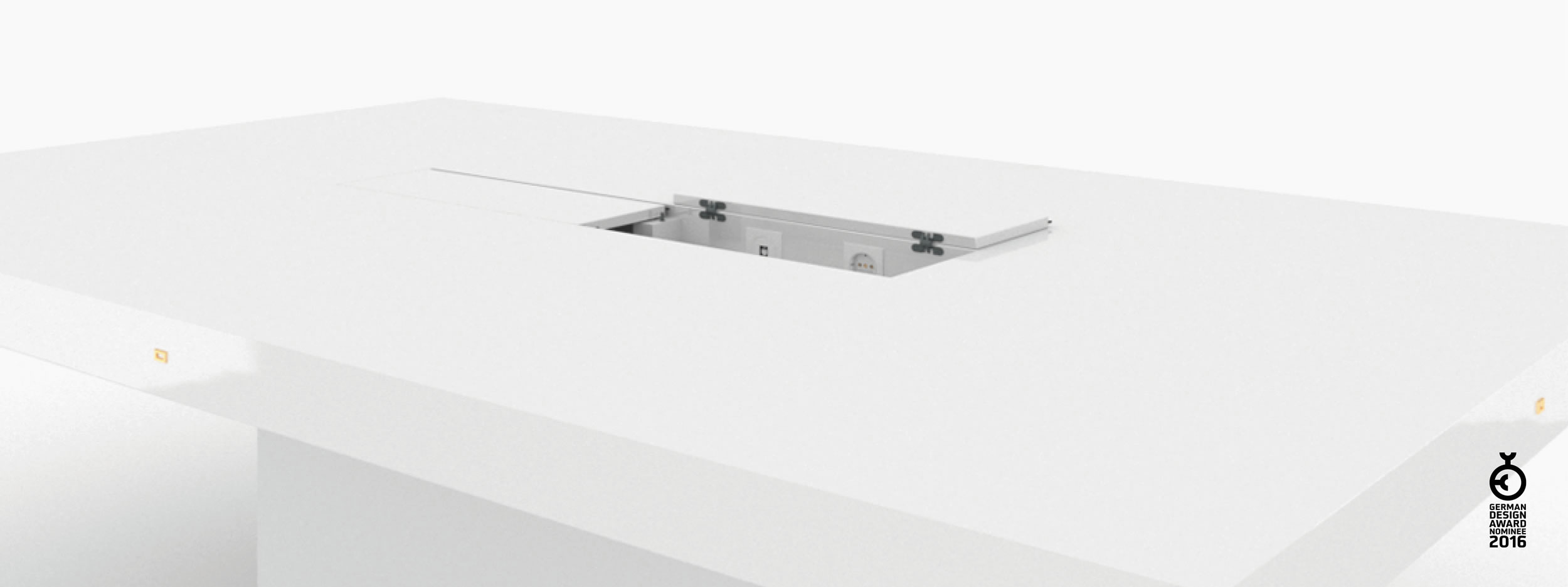 Konferenztisch Scheibe auf Quader weiss luxuryfurniture Besprechungsraum limited edition Konferenztische FS 77 FELIX SCHWAKE RECHTECK