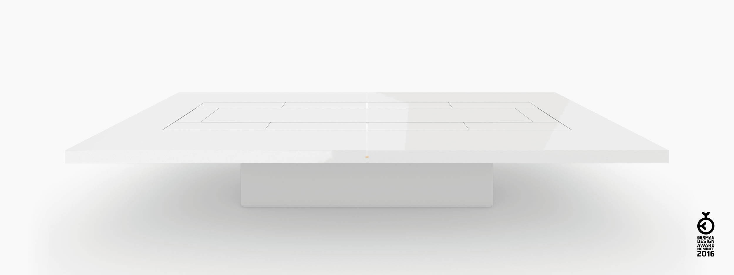 Konferenztisch Scheibe auf Quader weiss white spaces Konferenzsaal collectible design Konferenztische FS 75 FELIX SCHWAKE RECHTECK