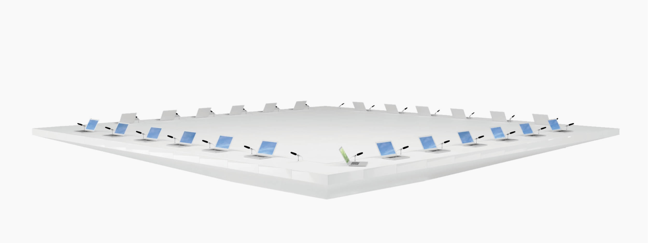 Konferenztisch quadratisch weiss insplosion Konferenzsaal furniture design Konferenztische FS 66 FELIX SCHWAKE RECHTECK