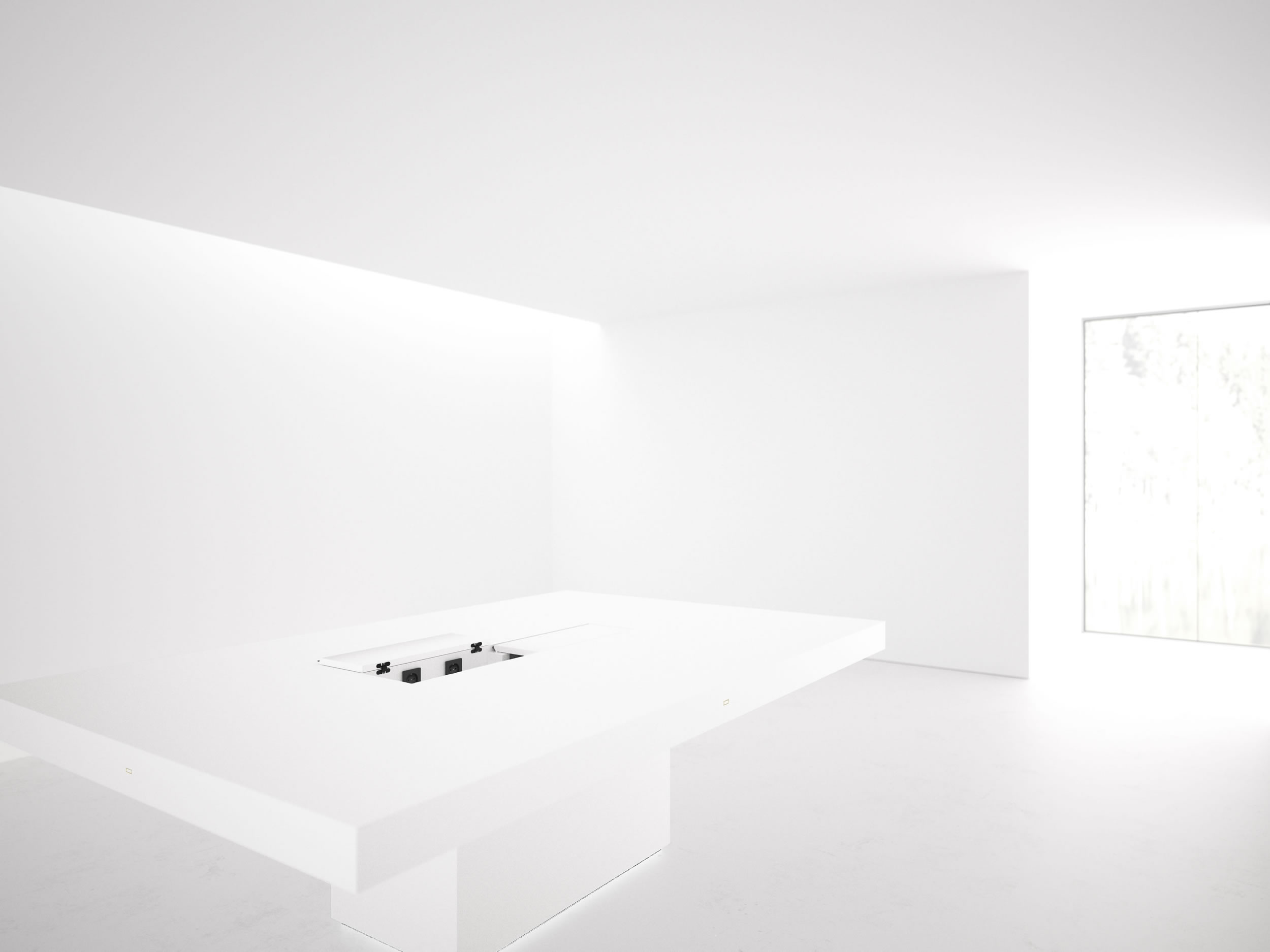 RECHTECK KONFERENZTISCH II I Exklusiver Weisser Besprechungstisch