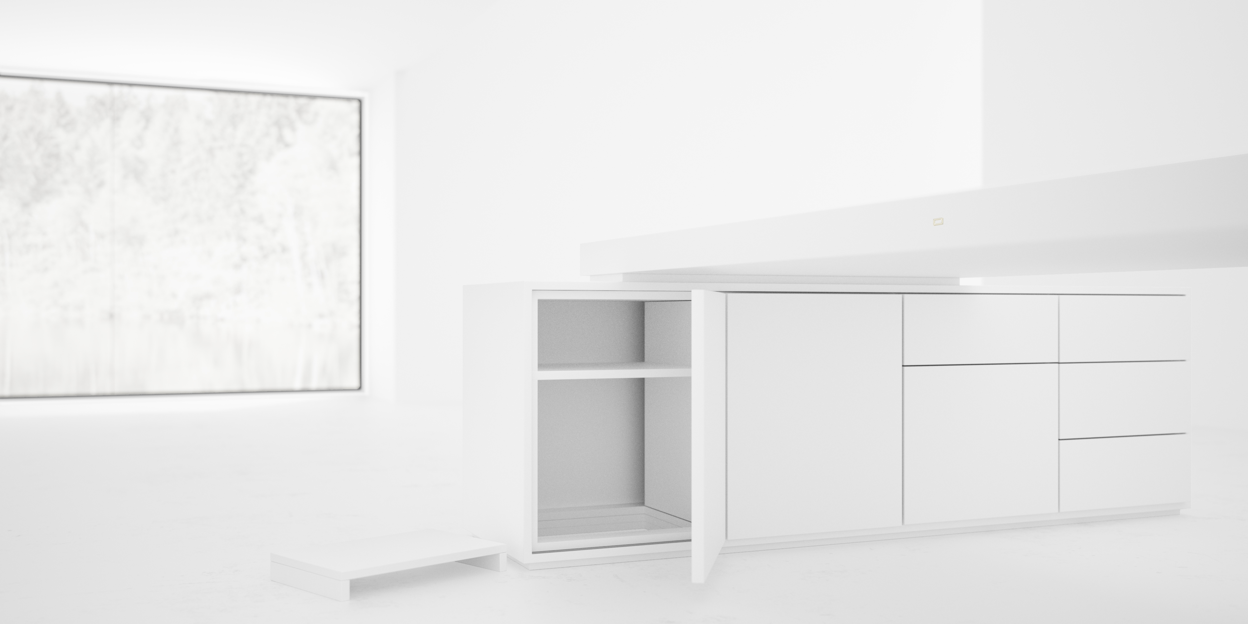 RECHTECK SCHREIBTISCH Edler Weisser Grosser Chef Schreibtisch Mit 2 Technik Sideboard Fuer PC Drucker