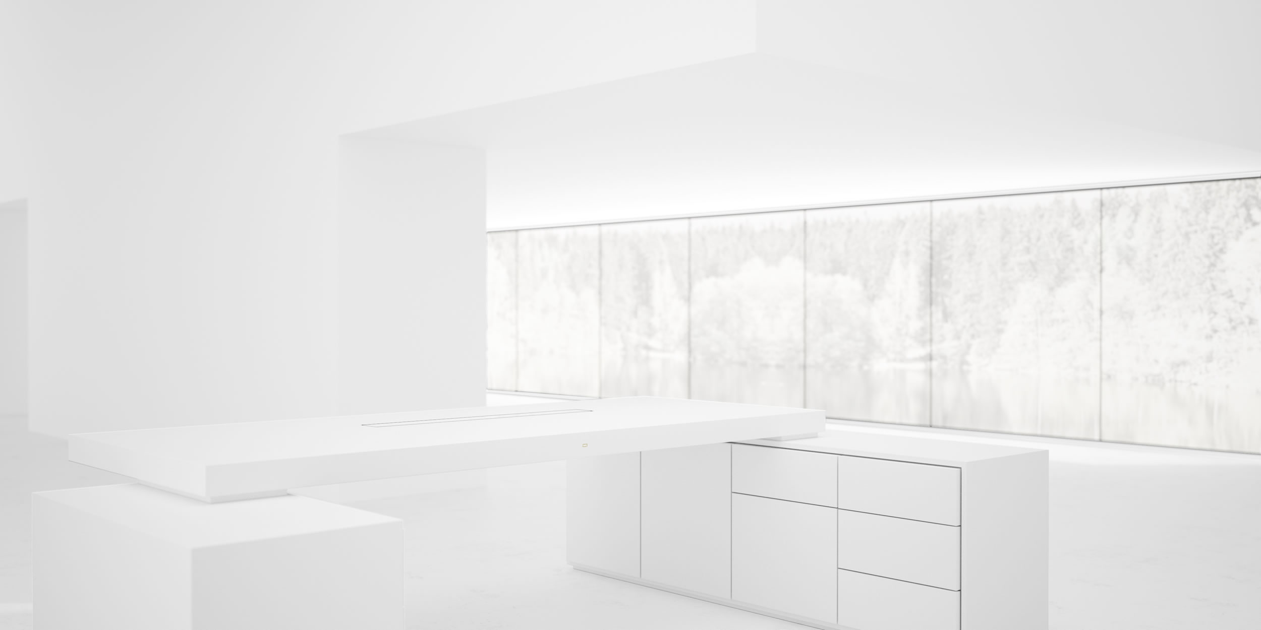 RECHTECK SCHREIBTISCH IV II Innovativer Weisser Grosser Chef Schreibtisch Mit 2 Technik Sideboard Fuer PC Drucker