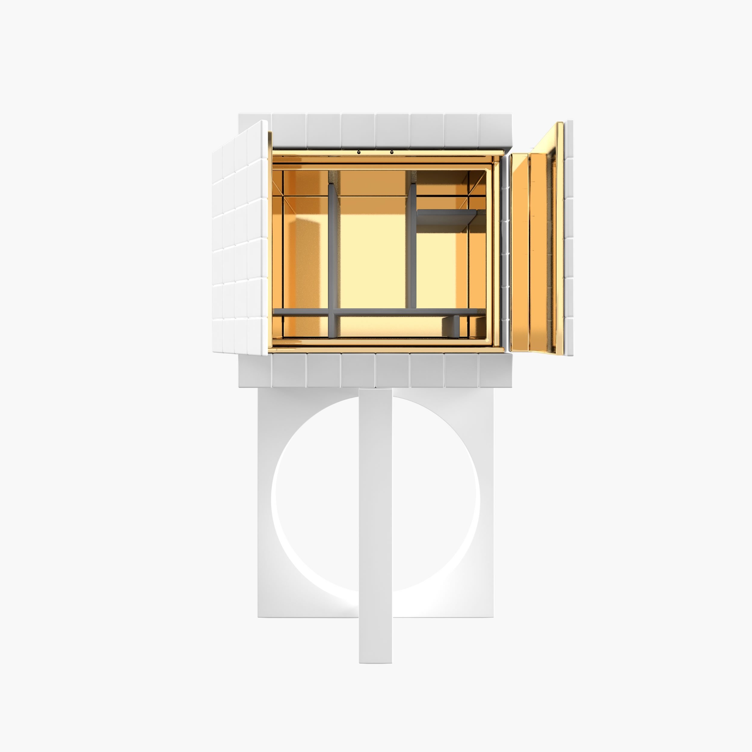 Schrank aus Kuben weiss beautifulhomes Wohnzimmer art basel Schraenke FS 146 b FELIX SCHWAKE