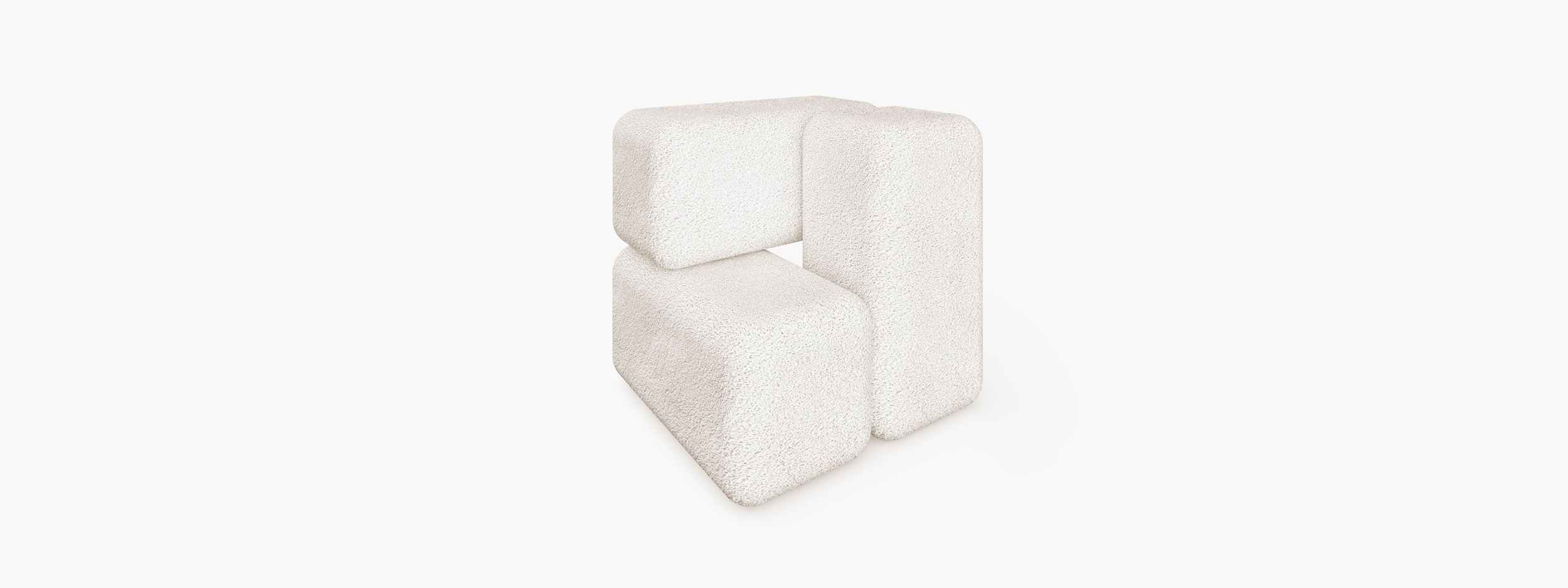 Sessel aus 3 Quadern Boucle zeitlos Wohnzimmer Kunstwerk Sessel FS 412 FELIX SCHWAKE RECHTECK