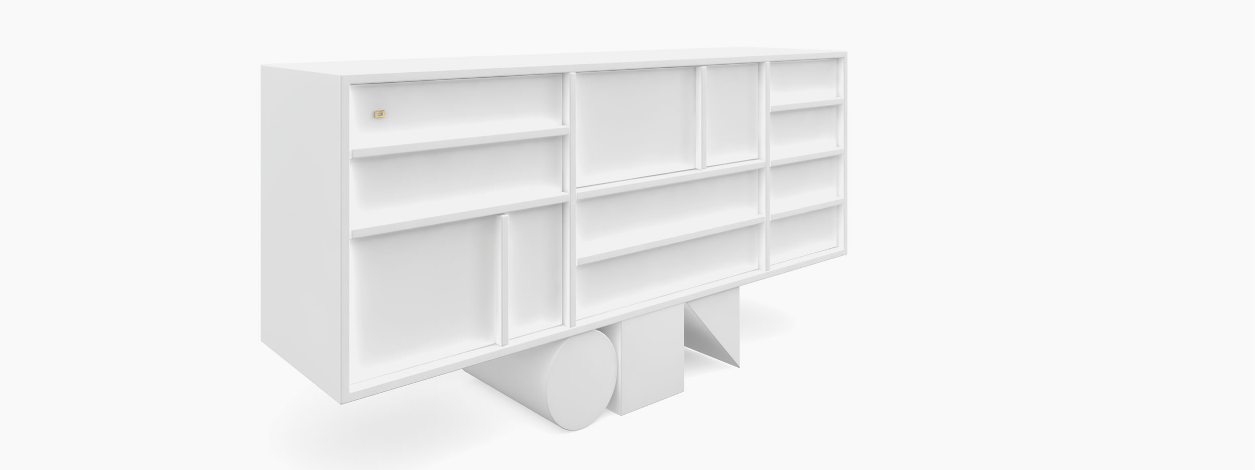 Sideboard wuerfel prisma zylinder weiss architectural design Buero luxurious interiors Sideboards FS 17 FELIX SCHWAKE RECHTECK