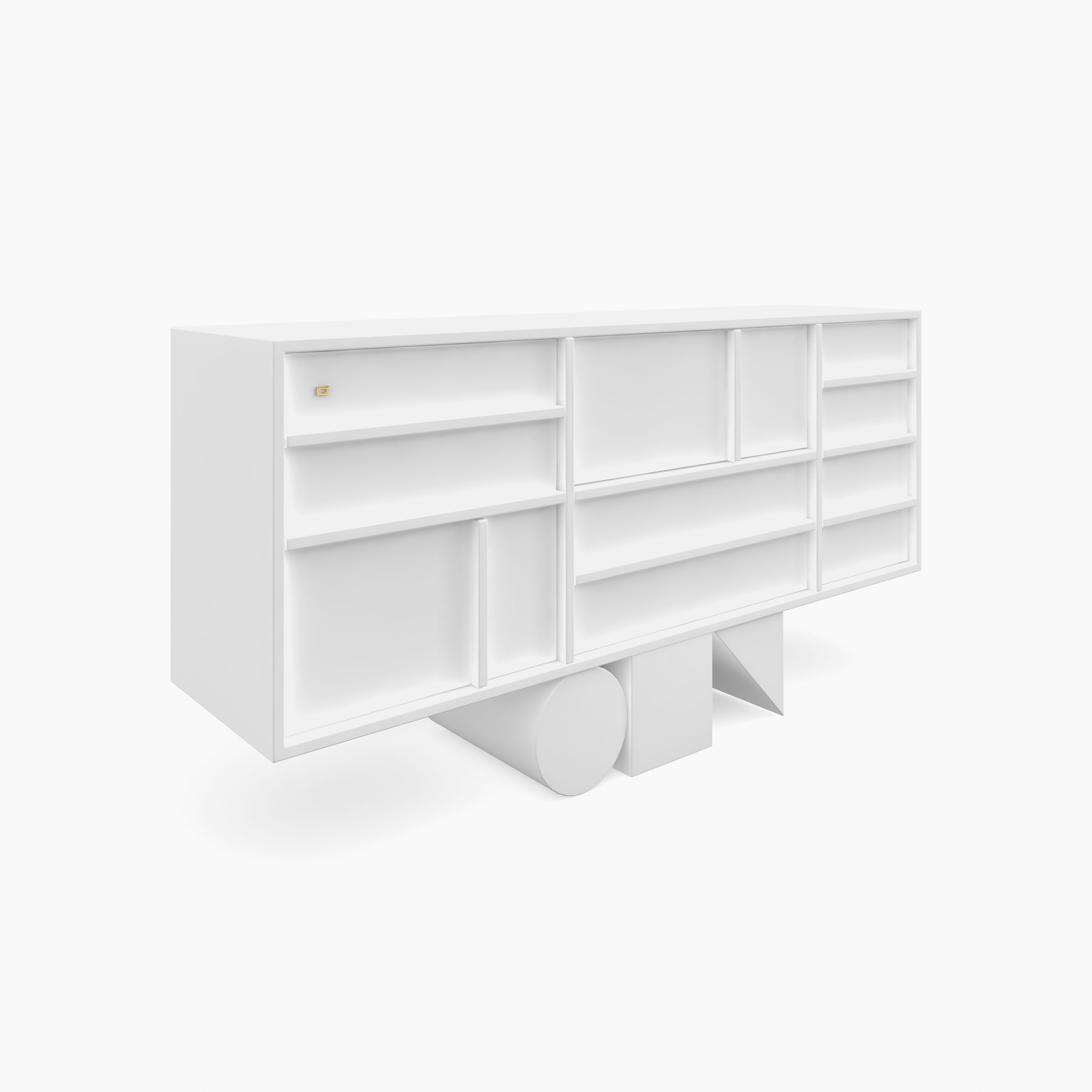 Sideboard wuerfel prisma zylinder weiss architectural design Buero luxurious interiors Sideboards FS 17 FELIX SCHWAKE