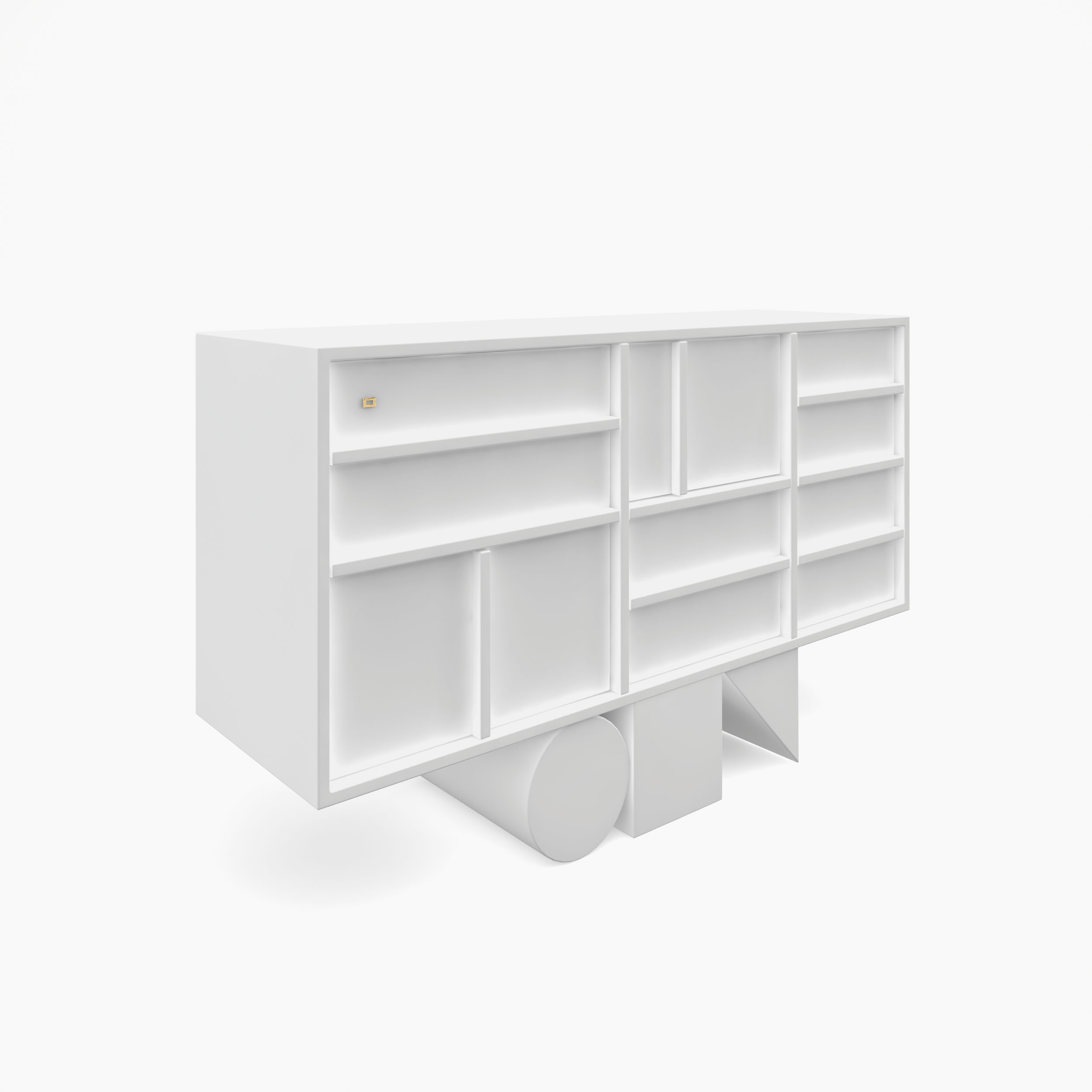 Sideboard wuerfel prisma zylinder weiss functional art Buero minimalist furniture Sideboards FS 13 FELIX SCHWAKE