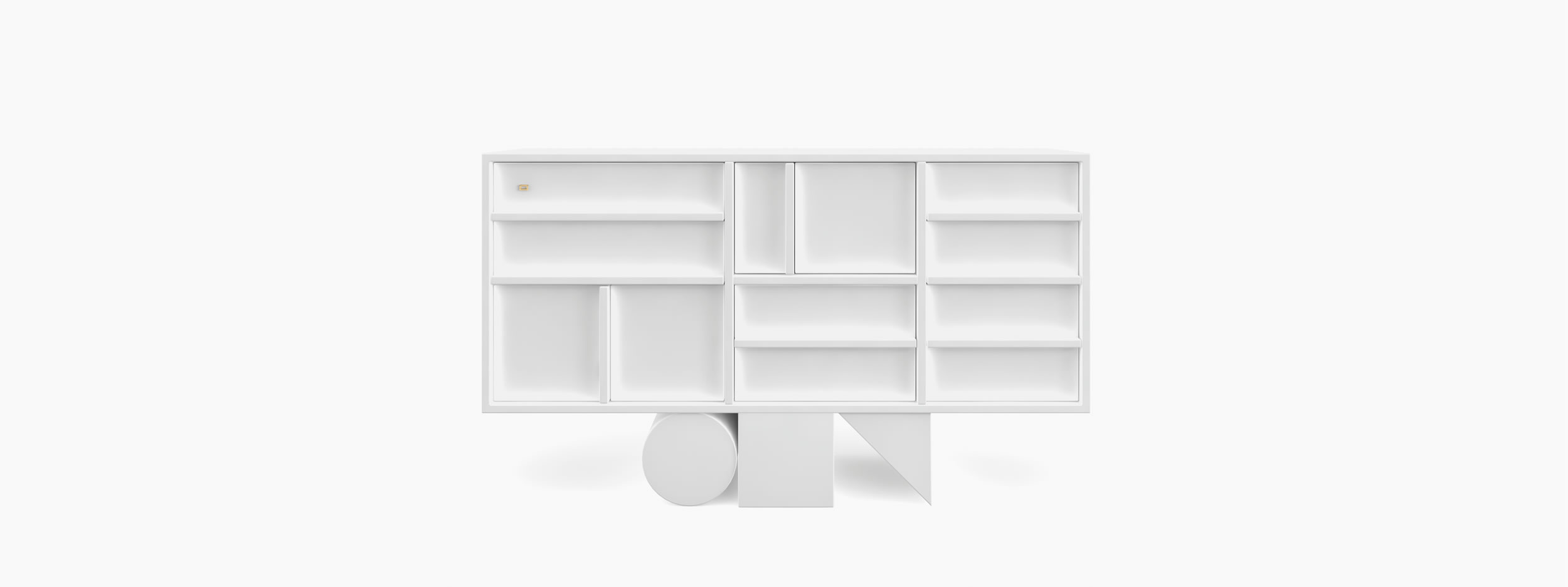 Sideboard wuerfel prisma zylinder weiss losangeles design Buero purist furniture Sideboards FS 13 FELIX SCHWAKE RECHTECK