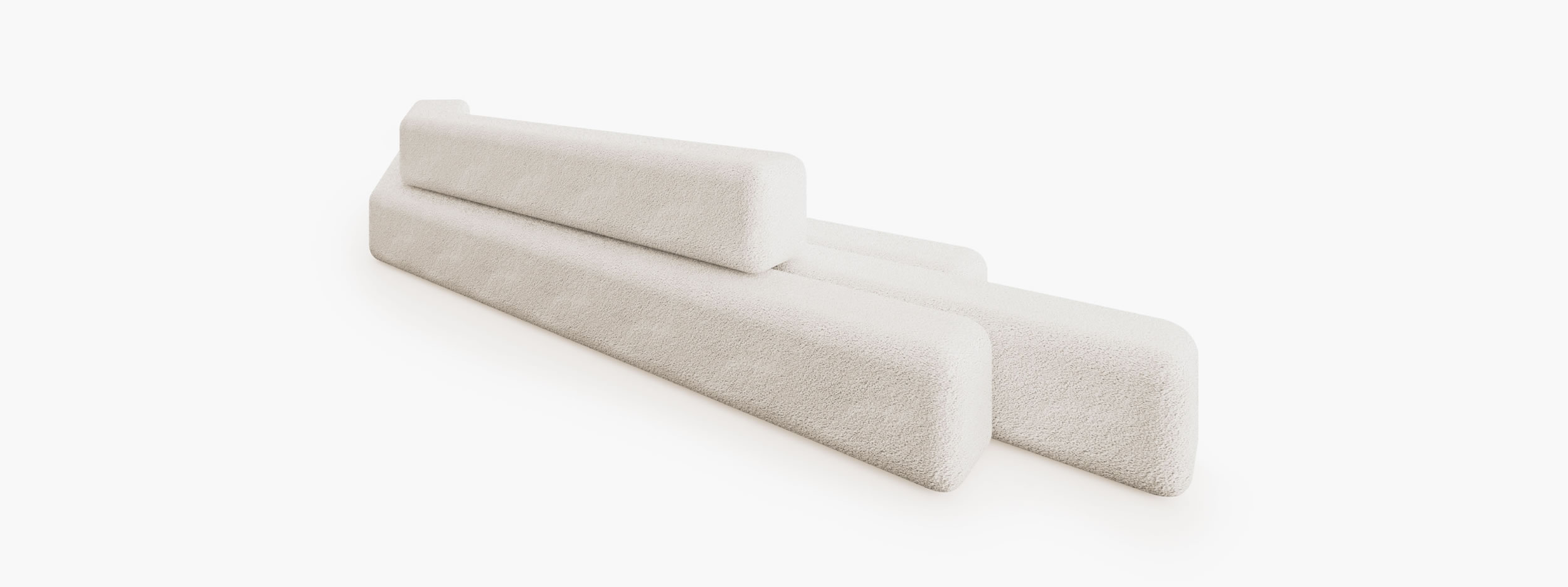 Sofa aus langen gebogenen quadratischen Riegeln Boucle Kunst Wohnzimmer Kunstwerke Sofas FS 413 FELIX SCHWAKE RECHTECK