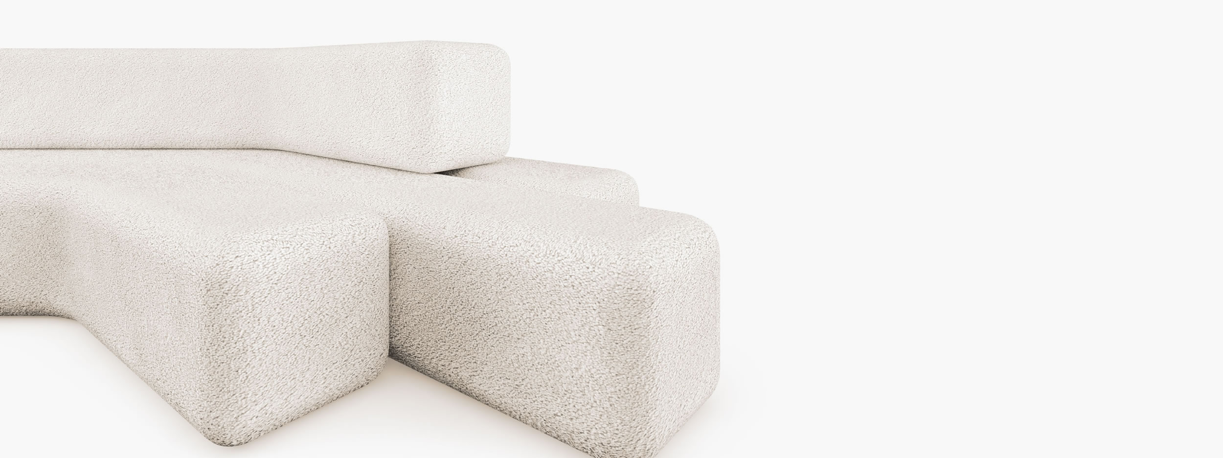 Sofa aus langen gebogenen quadratischen Riegeln Boucle unergruendliche Einfachheit Wohnzimmer Minimalismus Sofas FS 413 FELIX SCHWAKE RECHTECK