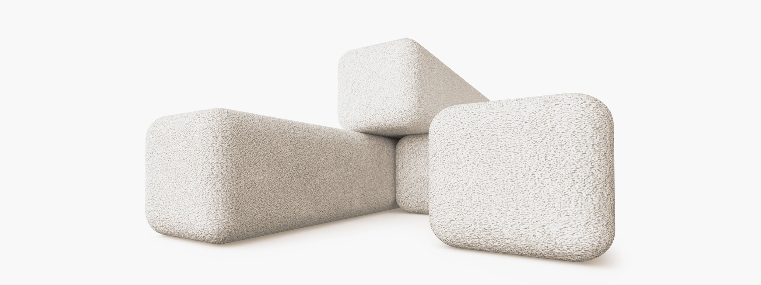 Sofa aus langen geknichten Riegel Boucle Kunst Wohnzimmer Kunstwerke Sofas FS 413 1 FELIX SCHWAKE RECHTECK