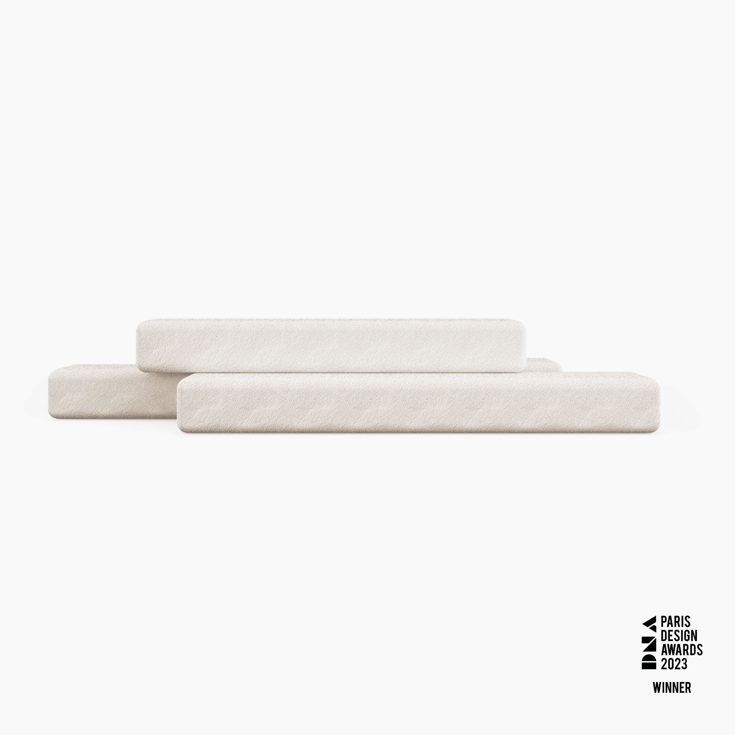 Sofa aus langen geknichten Riegel Boucle elegant Wohnzimmer Kunstwerk Sofas FS 413 1 FELIX SCHWAKE