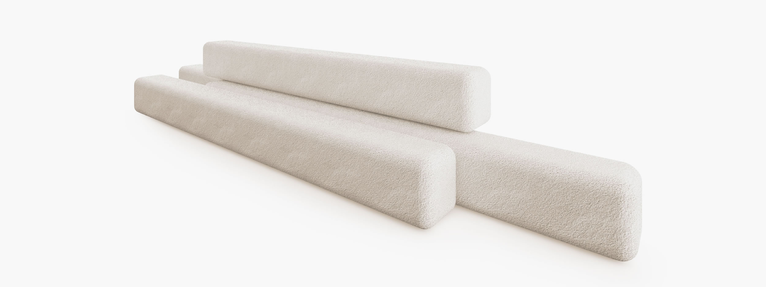 Sofa aus langen geknichten Riegel Boucle minimalistisch Wohnzimmer Innenarchitektur Sofas FS 413 1 FELIX SCHWAKE RECHTECK