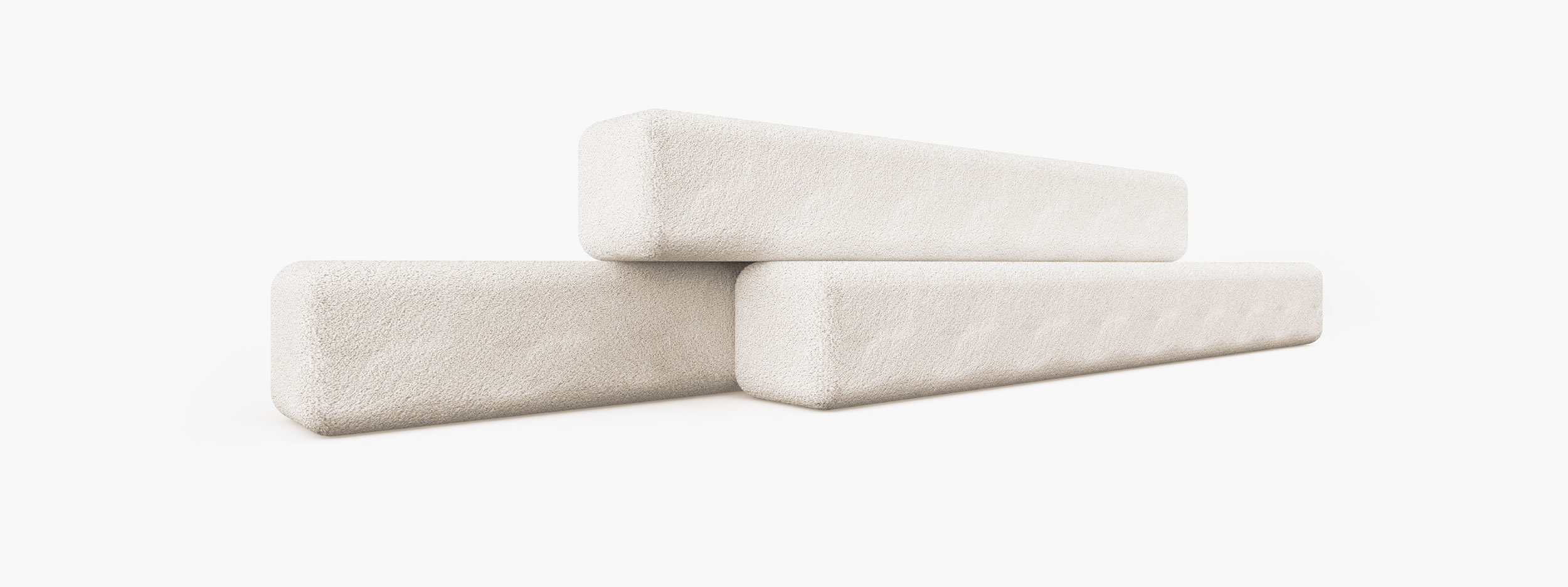 Sofa aus langen geknichten Riegel Boucle modern Wohnzimmer Designer Sofas FS 413 1 FELIX SCHWAKE RECHTECK