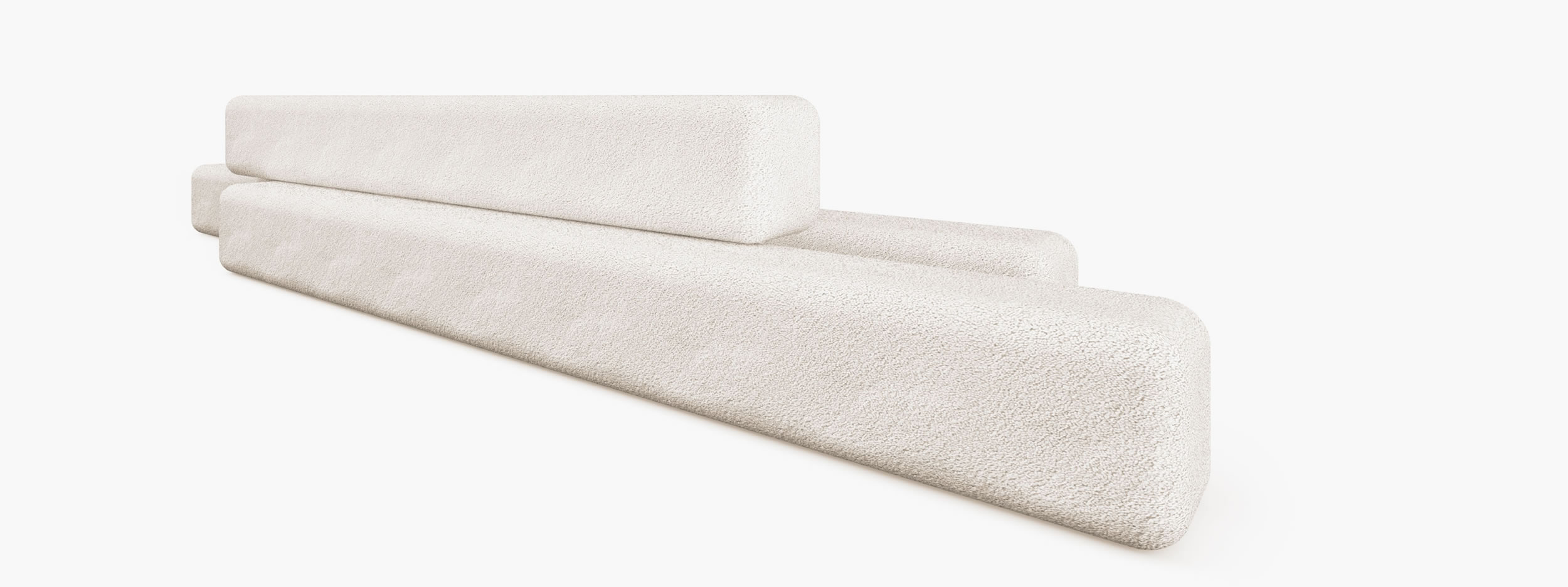 Sofa aus langen geknichten Riegel Boucle puristisch Wohnzimmer Moebel Deisgn Sofas FS 413 1 FELIX SCHWAKE RECHTECK