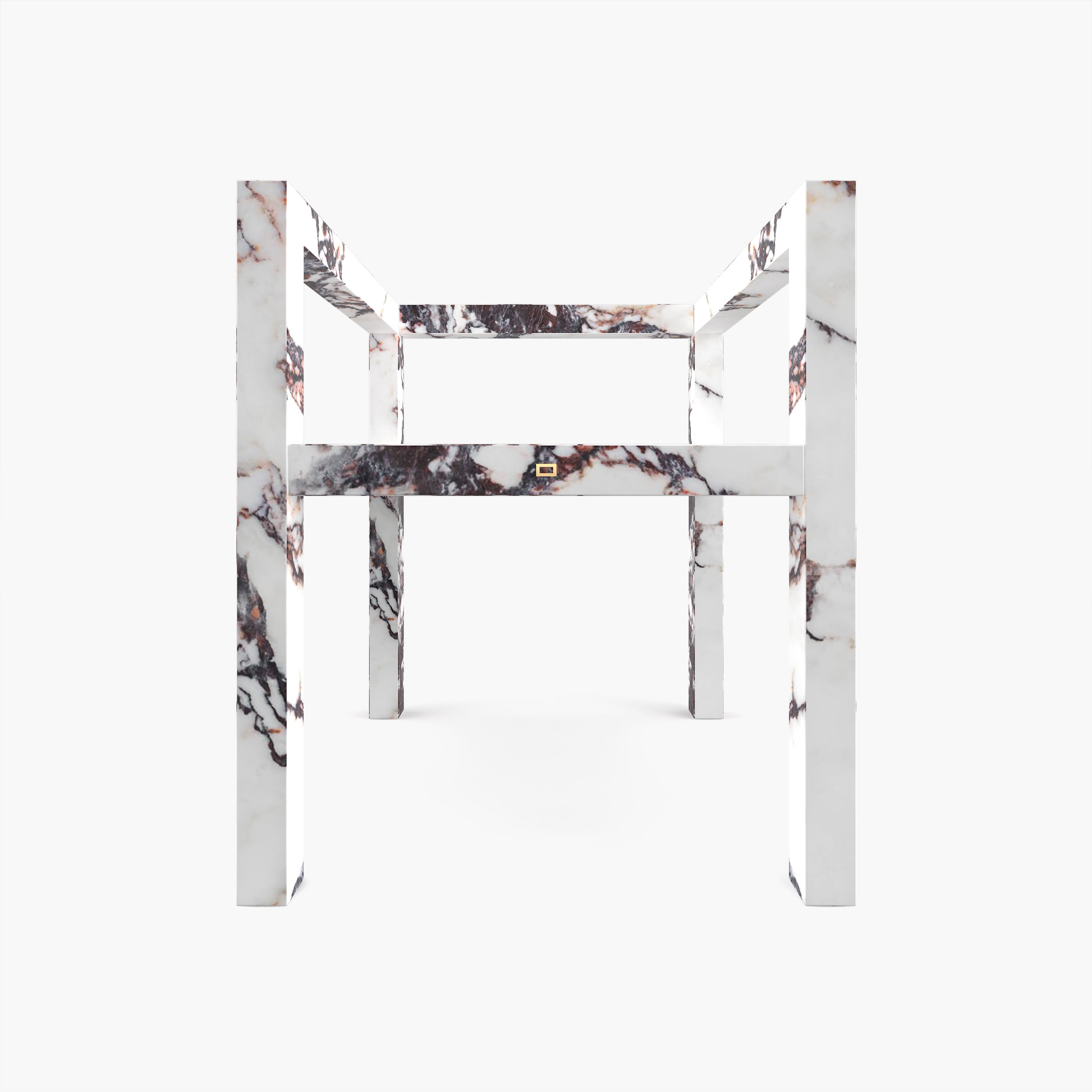 Stuhl Exklusives Design Marmor Rot Weiss Felix Schwake 20 424 RECHTECK