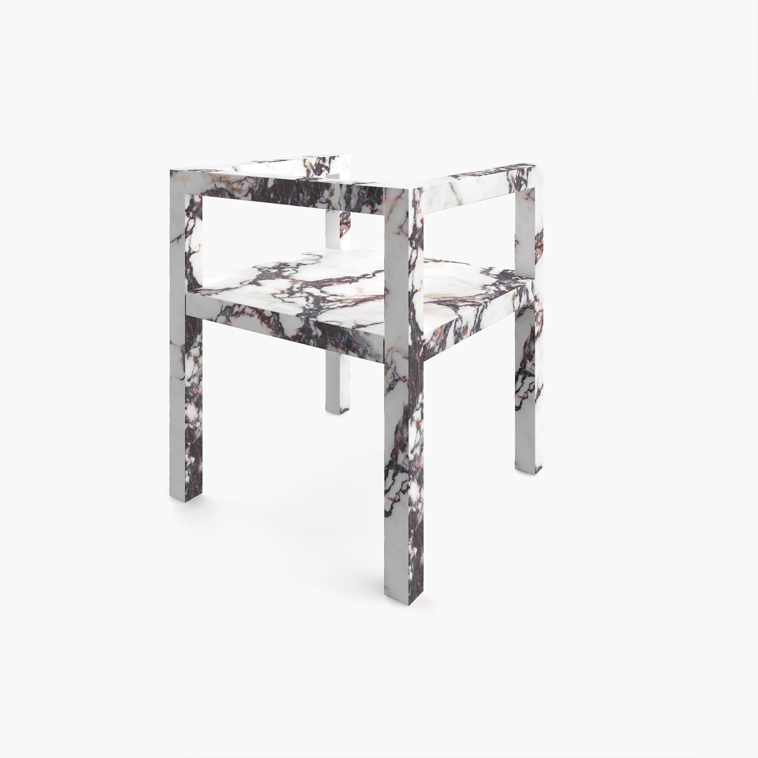 Stuhl Moderner Designer Marmor Rot Weiss Felix Schwake 20 424 RECHTECK