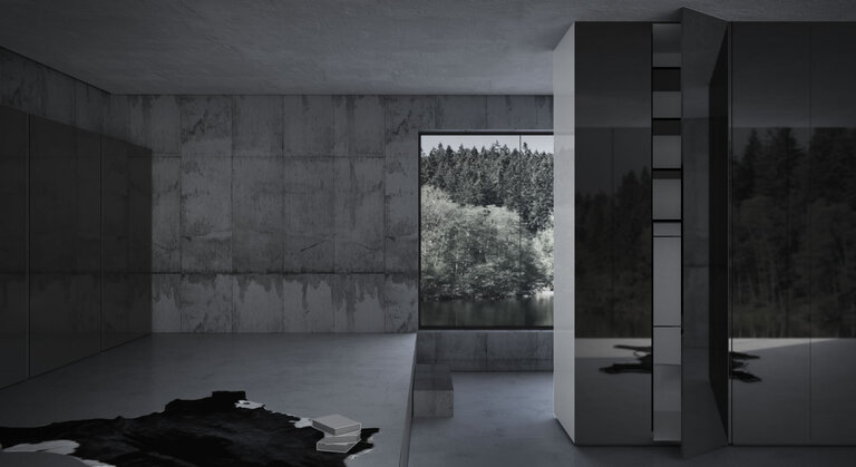 Raumhohe Schr&auml;nke mit in den rahmen eingelassenen T&uuml;rbl&auml;ttern