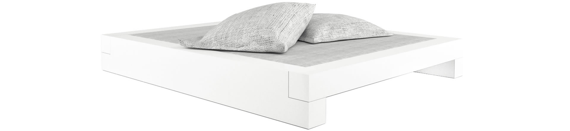 Bett 200x180 wei&szlig; hochglanz flach