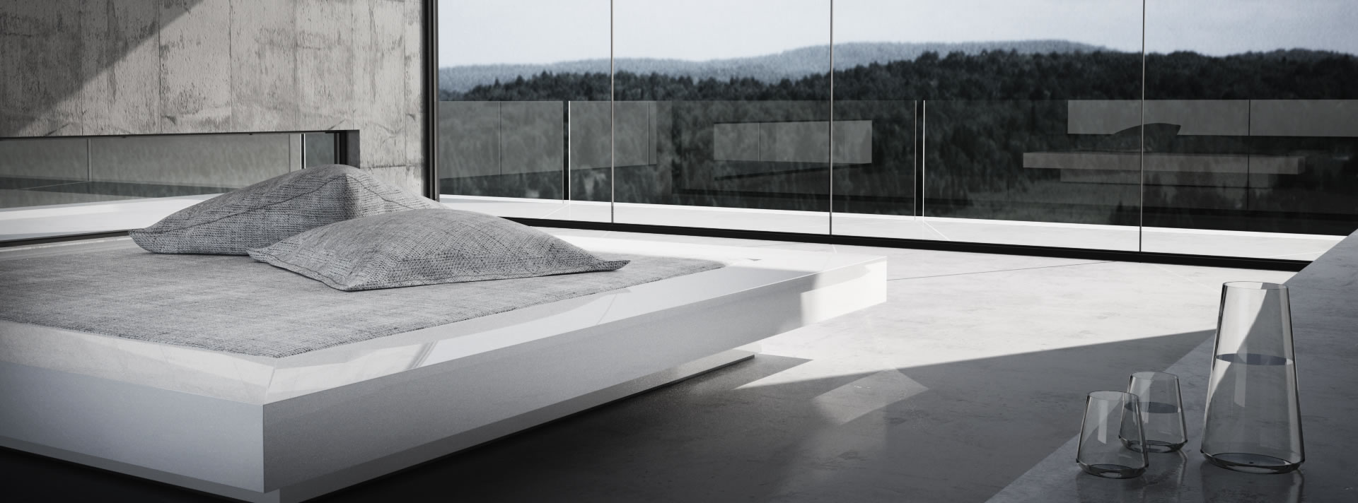 bett flach modern exklusiv schlafzimmer weiss lack modern hochglanzFELIX SCHWAKE RECHTECK