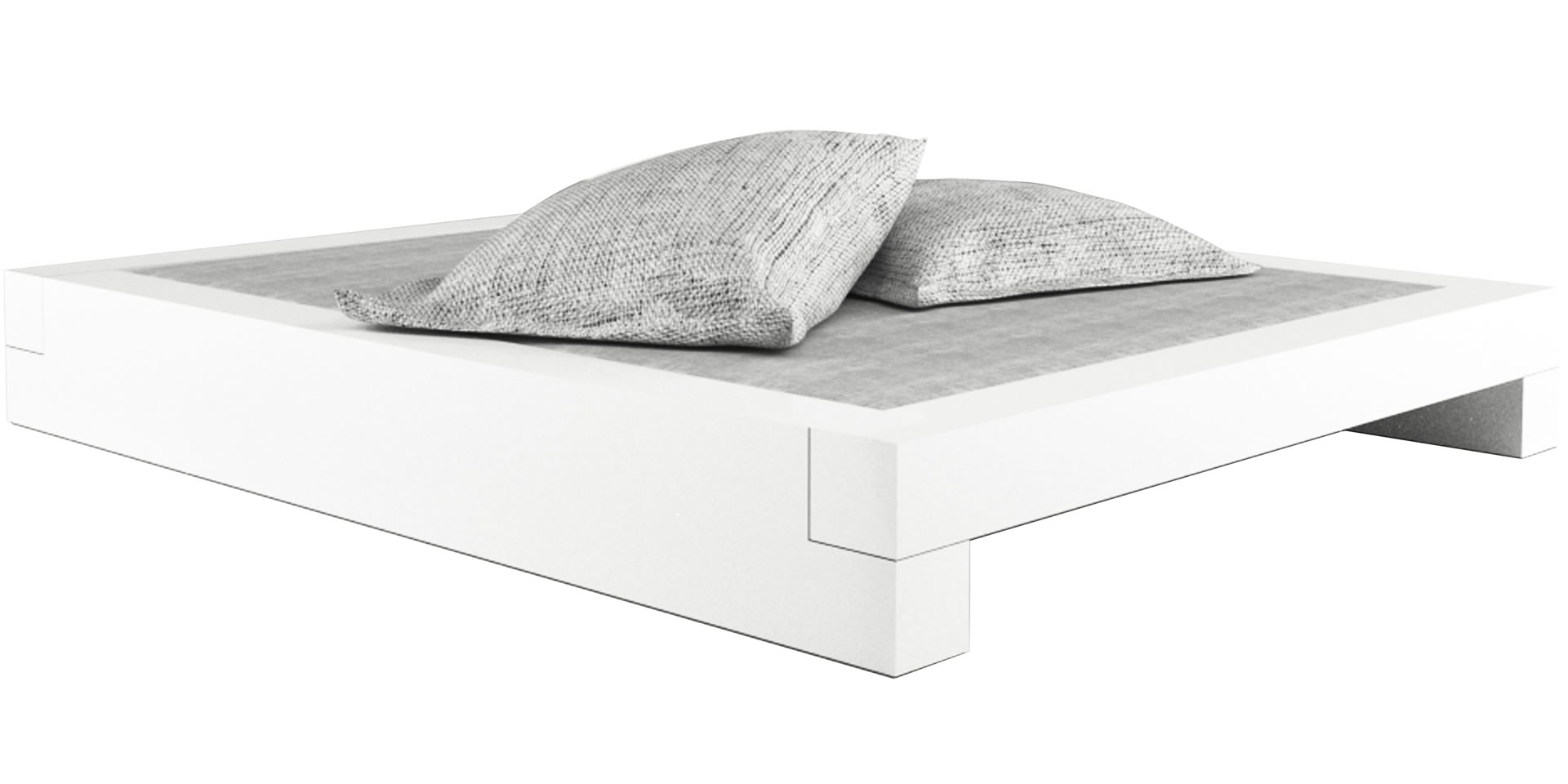 Design-Bett weiss 160x200 flach Lack