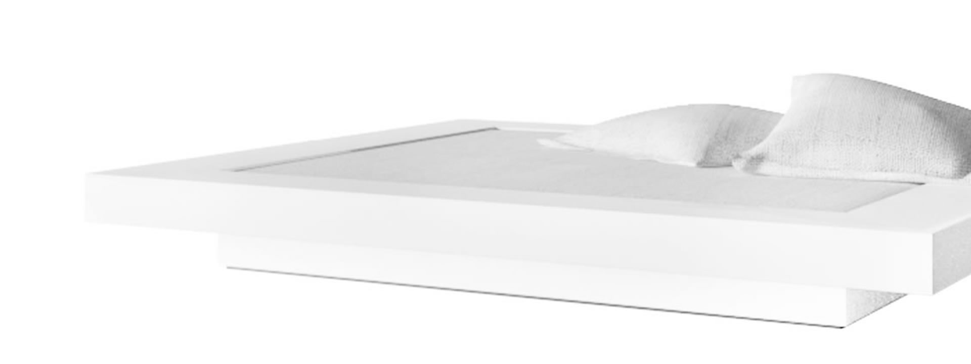 Bett in Modernem wei&szlig;en Hochglanz-Lack