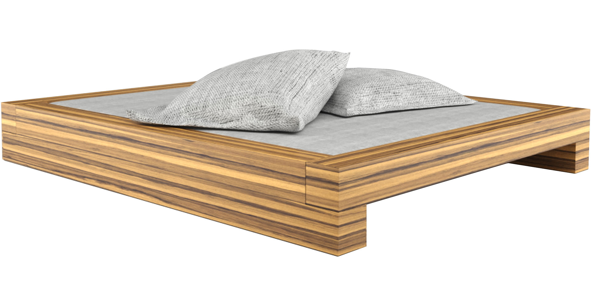 Designer-Bett helles Holz 160x200 Zebrano