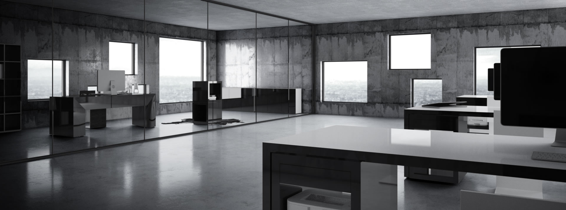 buero schreibtisch weiss schwarz lack hochglanz designerFELIX SCHWAKE RECHTECK