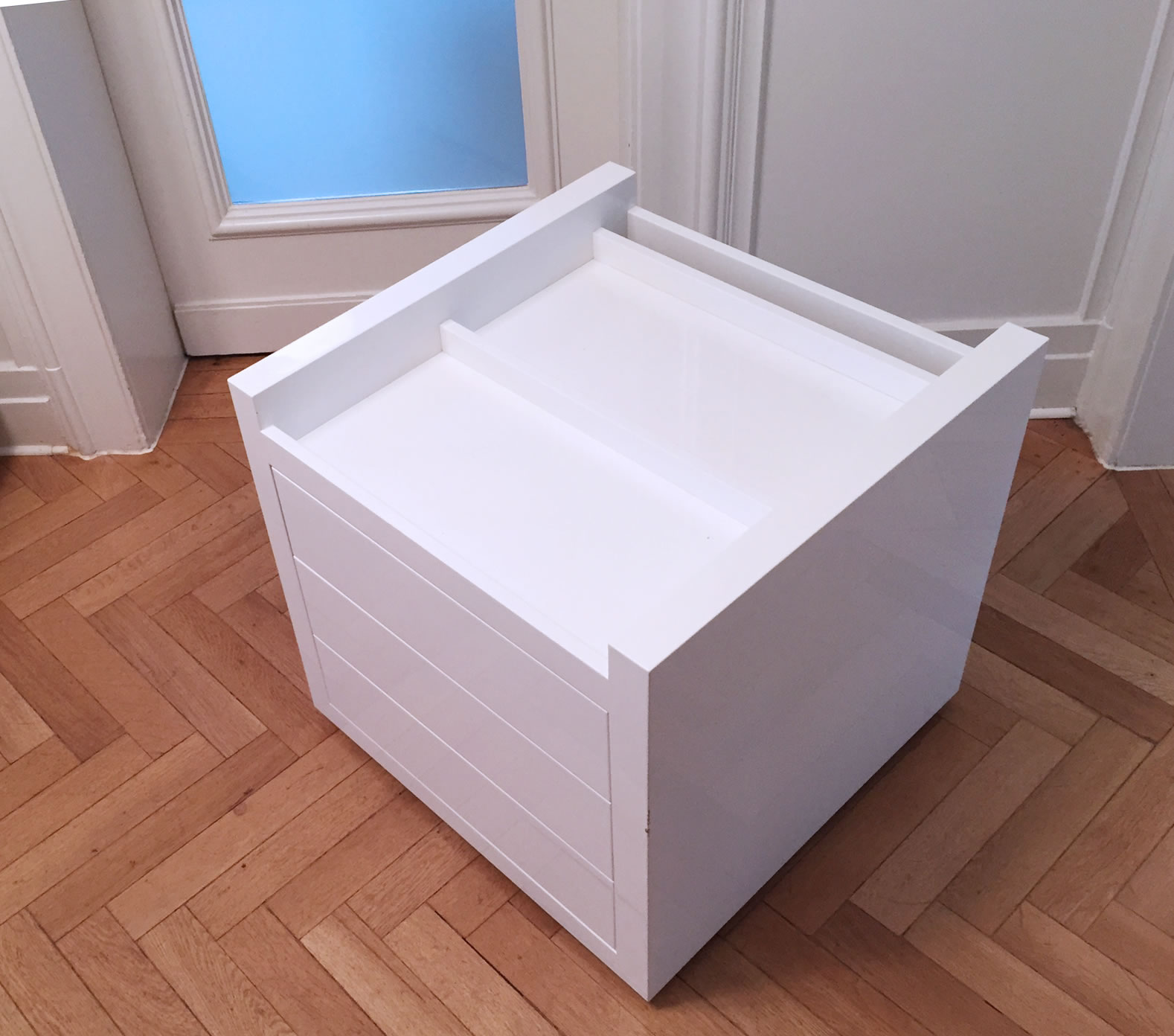 bueromoebel hochglanz weiss rollcontainer stiftfach lack klavierlack modern rechteck felix schwake