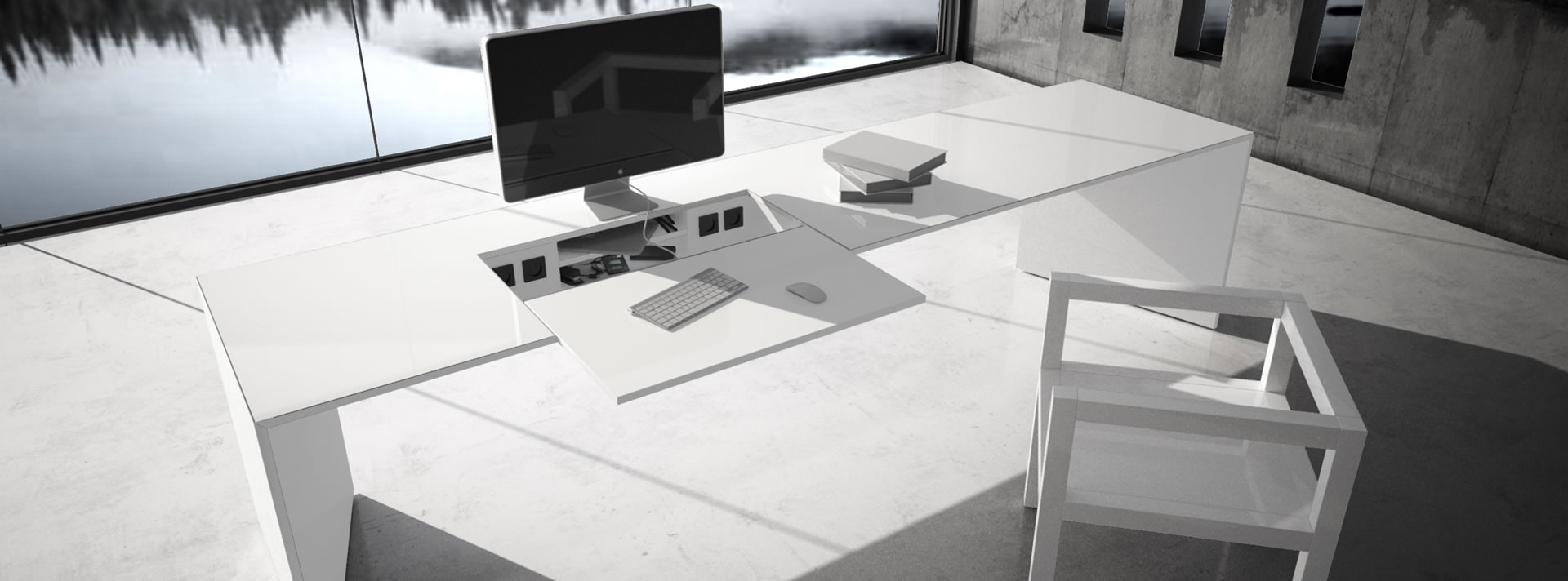 design schreibtisch home office buero weiss lack hochglanz modern coolerFELIX SCHWAKE RECHTECK