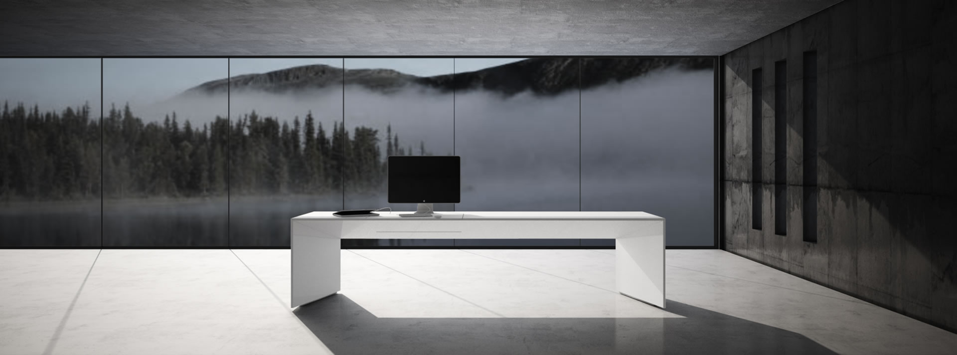 designerschreibtisch puristisch weiss hochglanz modern lack minimal buero designpreisFELIX SCHWAKE RECHTECK