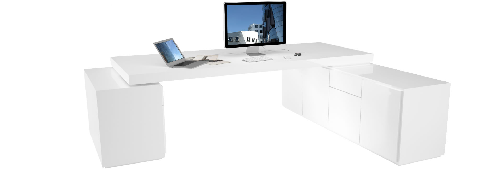 Chefzimmer-Tisch Sideboard-F&uuml;&szlig;e weiss