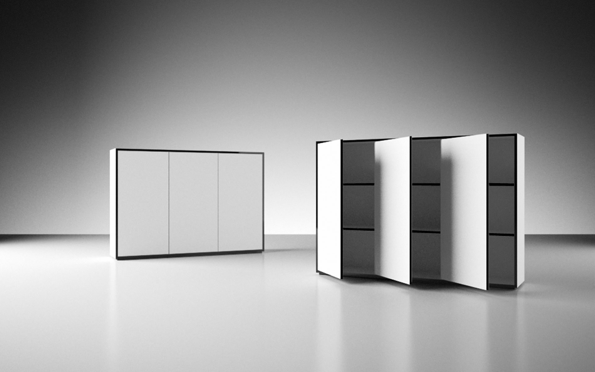 Highboard Kommode 3OH 3-T&uuml;ren grifflos