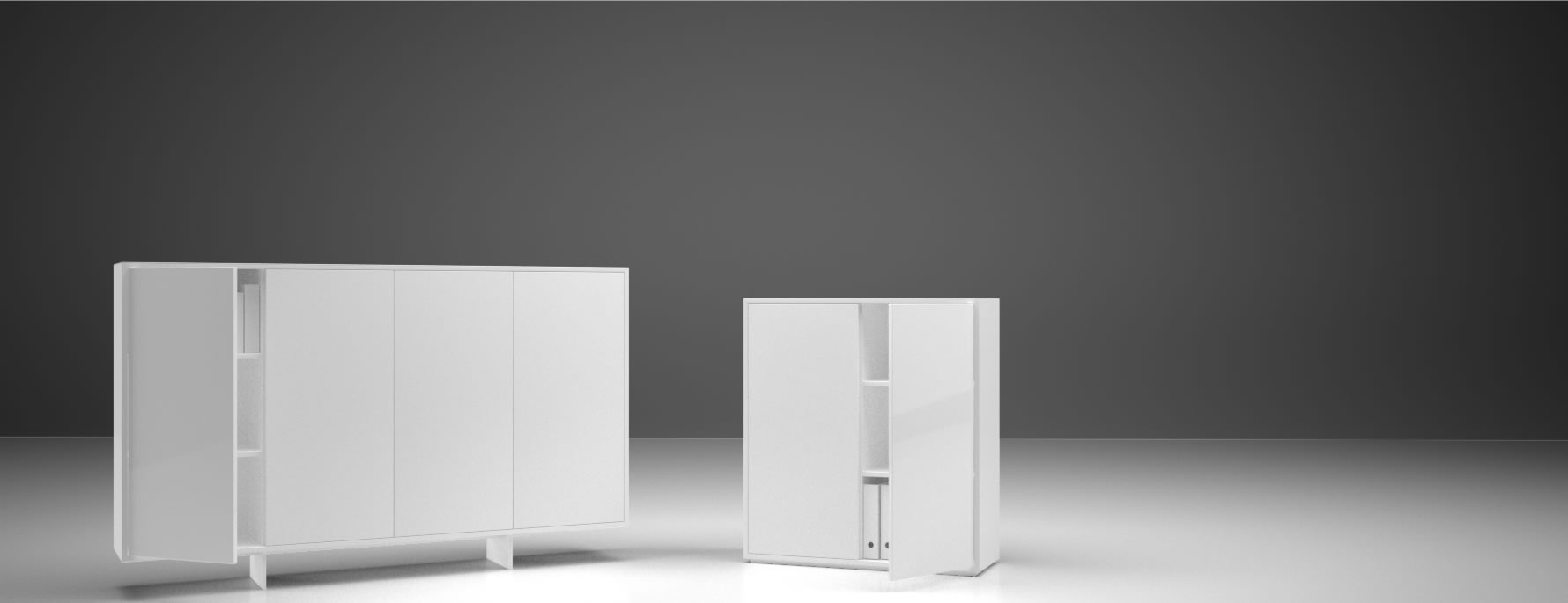 Highboard Kommode Kufen schwebend weiss Lack edel Luxus