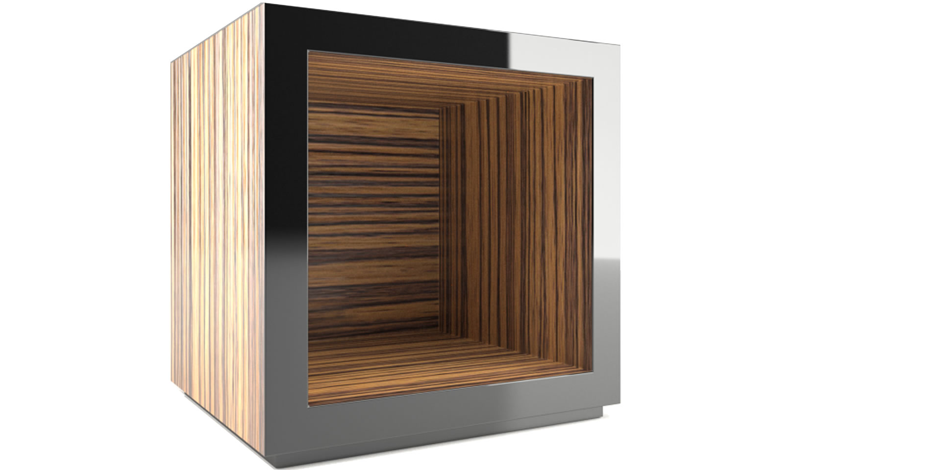 Regal-W&uuml;rfel lack schwarz holz zebrano edel puristisch