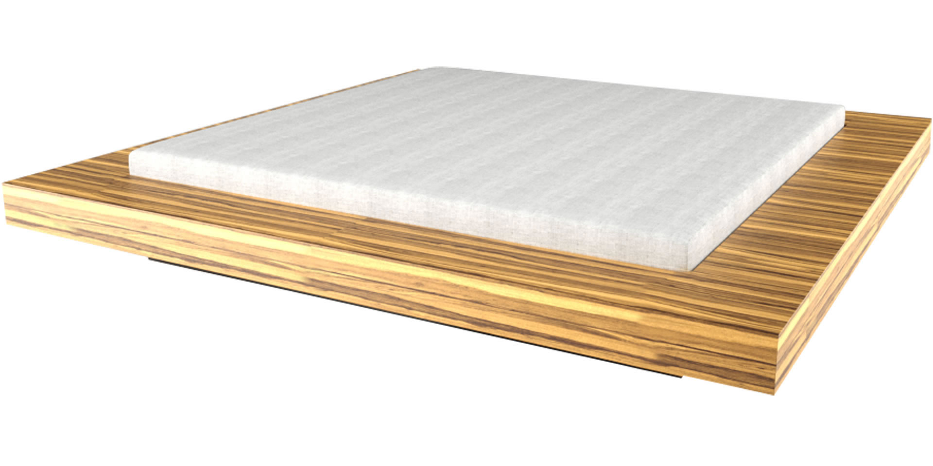 Designer-Bett helles Holz 160x200 Zebrano VISUM