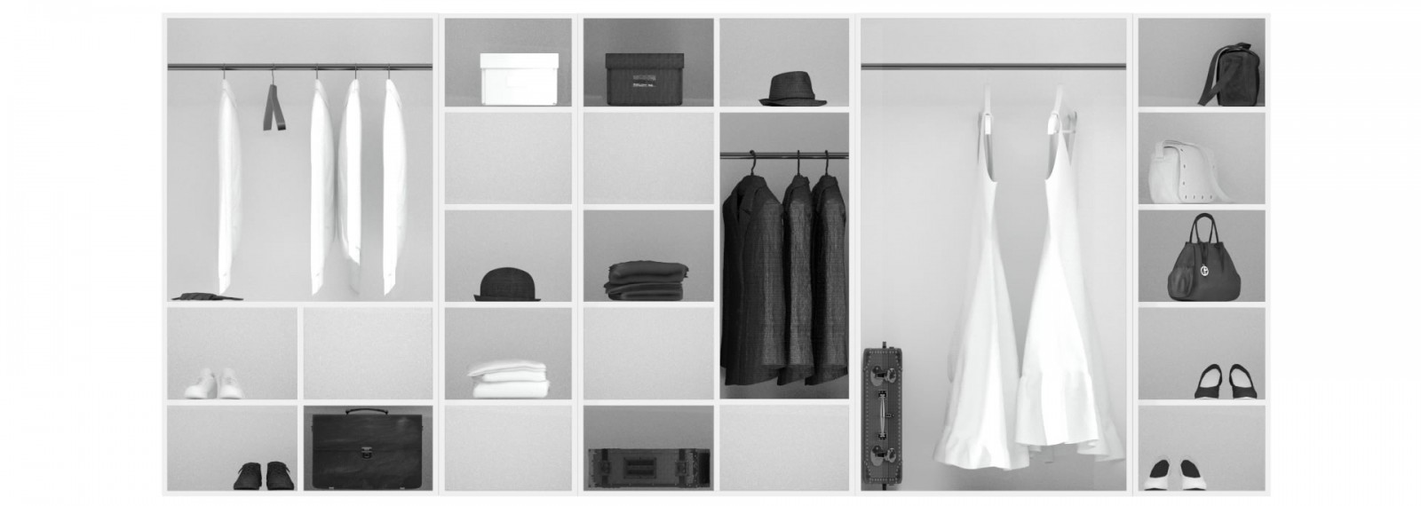 Schrankwand edel Luxus Kleiderstange Hutablage